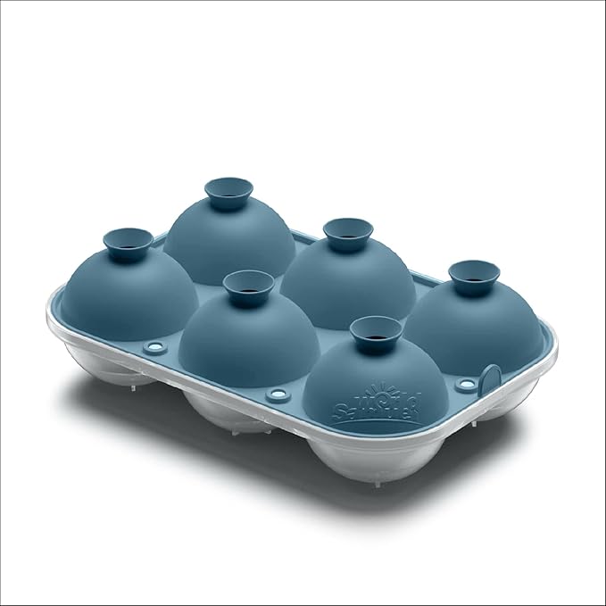 Samuelworld Large Ice Ball Maker with Lid, 6 x 2.5 Inch Ice Balls - BPA Free, Easy To Fill Round Silicone Ice Tray, Perfect Spheres Craft Ice Maker for Whiskey, Cocktails (Light Teal)