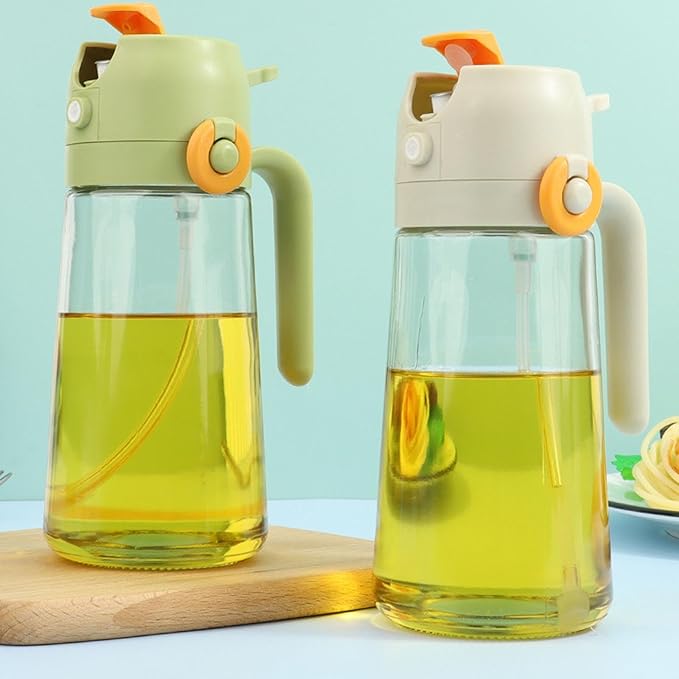 2 In 1 Oil Dispenser And Oil Sprayer, 16 Oz/470 Ml Oil Dispenser For Kitchen Spray, With Fine Mist Nozzle, Suitable For Cooking, Air Fryer, Salad, Grilling(1pcs) (white-A)
