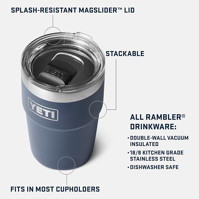 YETI Rambler 16 oz Stackable Tumbler, Vacuum Insulated, Stainless Steel with MagSlider Lid | Stackable, Stackable, Vacuum Insulated, MagSlider Lid, MagSlider Lid, Vacuum Insulated