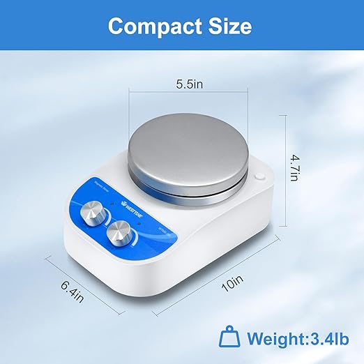 Magnetic Stirrer Hot Plate Max 716℉/380℃, Magnetic Stirrer with 5.5 Inch Magnetic Stir Plate & 1500 RPM Magnetic Stirrer Hot Plate Mixer, 3000mL Stirring Capacity Magnetic Stirrer with Heat