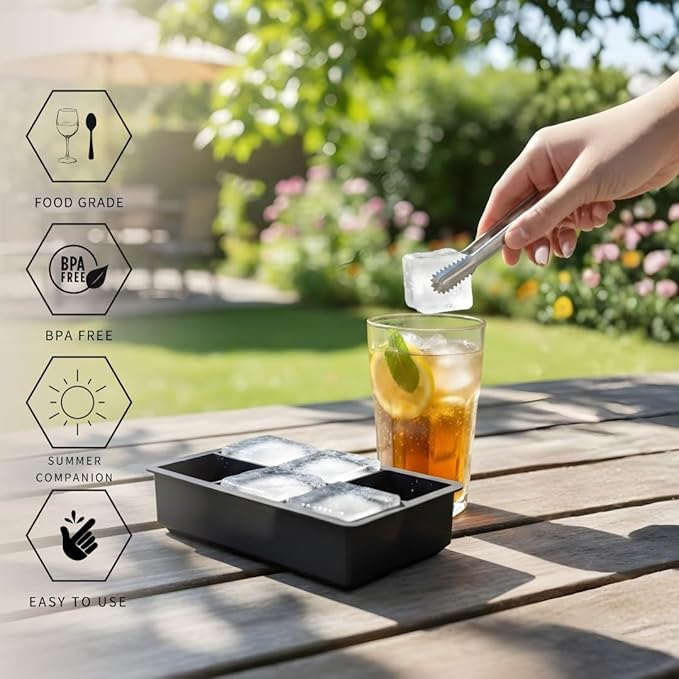 Ice Molds for Freezer with Lid – Silicone Ice Ball Mold for Whiskey & Cocktails, Slow Melting Round Ice Balls, BPA Free Flexible Ice Tray, Easy Release (black)