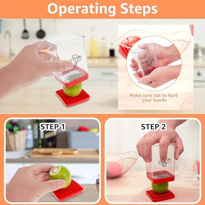 Fruit Slicer Cup Fruit and Vegetable Speed Slicer with Push Plate Cup Slicer Strawberry Cutter Egg Slicer Banana Slicers Grape Cutter Stainless Steel Detachable Fruit and Vegetable Slicer Slicing Tool