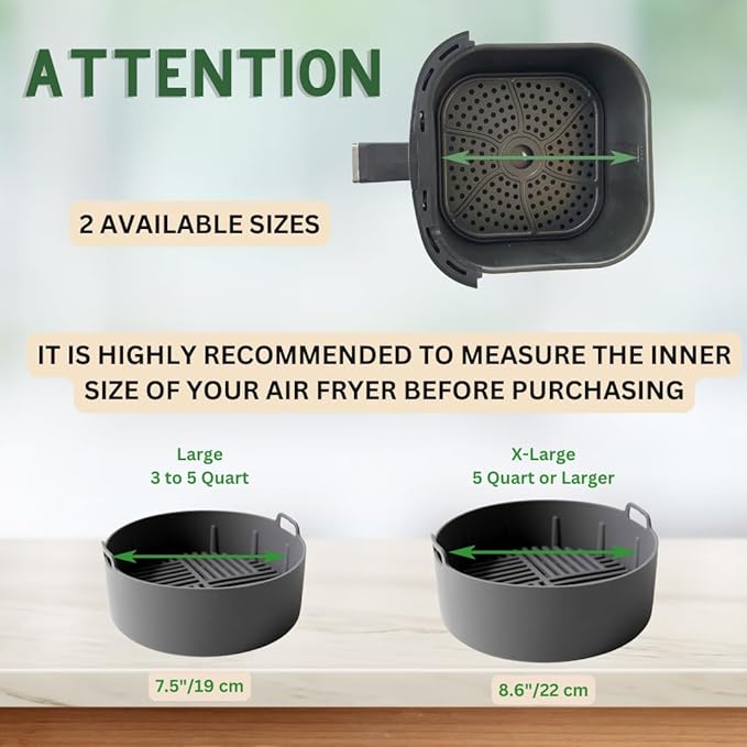 Air fryer liners reusable, STURDY airfryer liners for air fryer basket, air fryer accessories silicone liner 3-5QT - 7.5"
