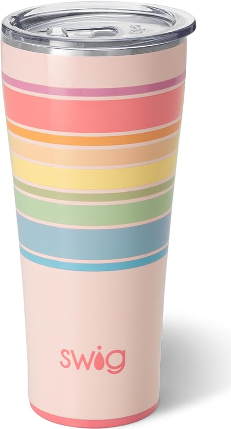 Swig Life 32oz Insulated Tumbler, Travel Coffee Tumbler with Lid, Cup Holder Friendly Travel Coffee Mug, Stainless Steel (Good Vibrations)