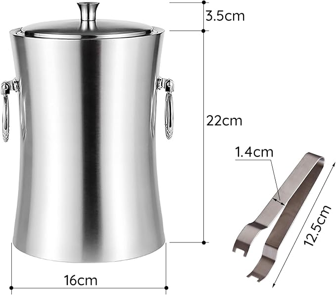 Ice Bucket Kits,3l,Double Wall Stainless Steel