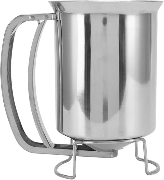 800ml / 27fl oz Pancake Batter Dispenser Bottle, Stainless Steel Funnel Cake Dispenser, Handheld Spout Squeeze Pancake Mix Batter Pourer Dispenser for Baking Cupcakes Muffins