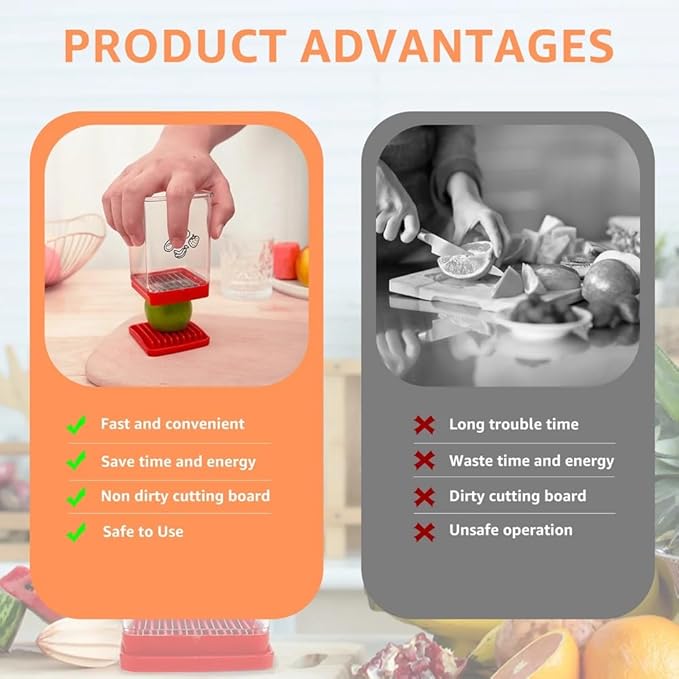 Fruit Slicer Cup Fruit and Vegetable Speed Slicer with Push Plate Cup Slicer Strawberry Cutter Egg Slicer Banana Slicers Grape Cutter Stainless Steel Detachable Fruit and Vegetable Slicer Slicing Tool
