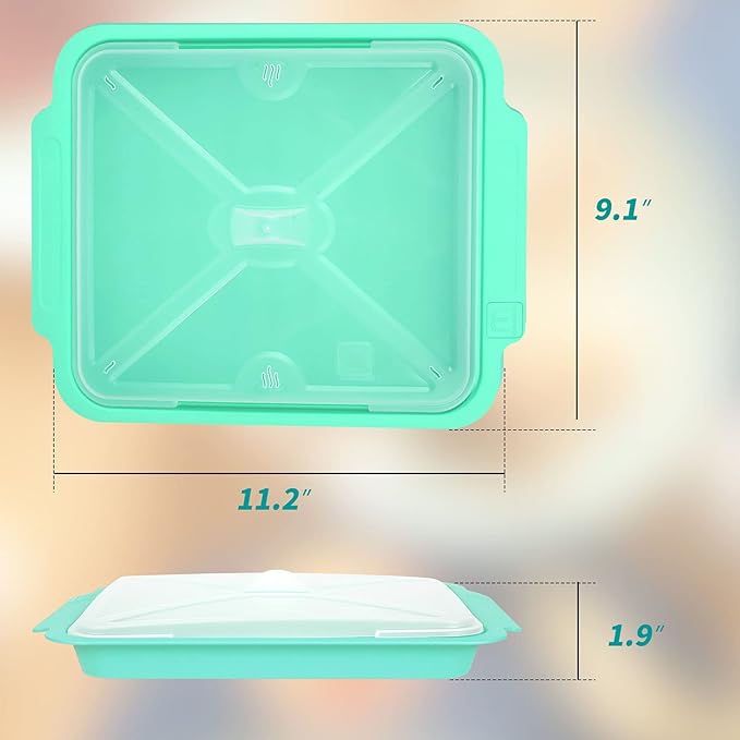 MMUGOOLER Microwave Easy Bacon Maker/Cooker with Lid, Safety, Quick and with No Mess, 11.3“ L x 9.0" W x 2.4" H- Blue