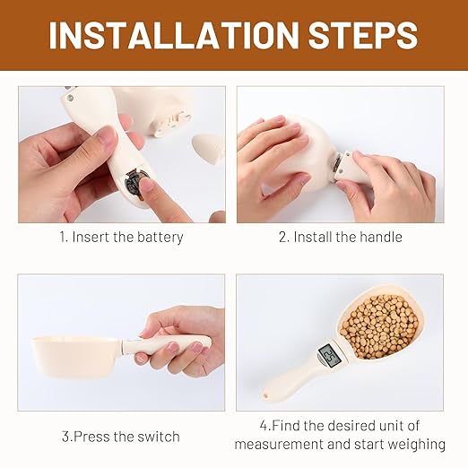 Digital Measuring Spoon Scale, 800g / 0.1g High Precision Electric Measuring Spoon with Led Display, Upgraded Multi-Functional Digital Food Scale, Removable Handle for Kitchen Gadgets and Daily Meals