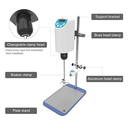 JOANLAB Digital Overhead Stirrer Mixer Electric Laboratory Industrial Liquid Mixer Stirring 30,000mPa.s,20L,100-2000RPM Adjustable