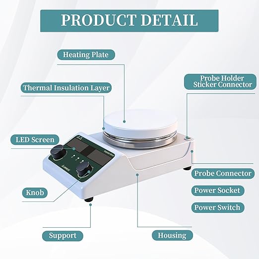 LHS-300 Magnetic Stirrer Hot Plate with Probe - 5L Capacity, 300°C, 200-1500 RPM, 5.5" Hotplate