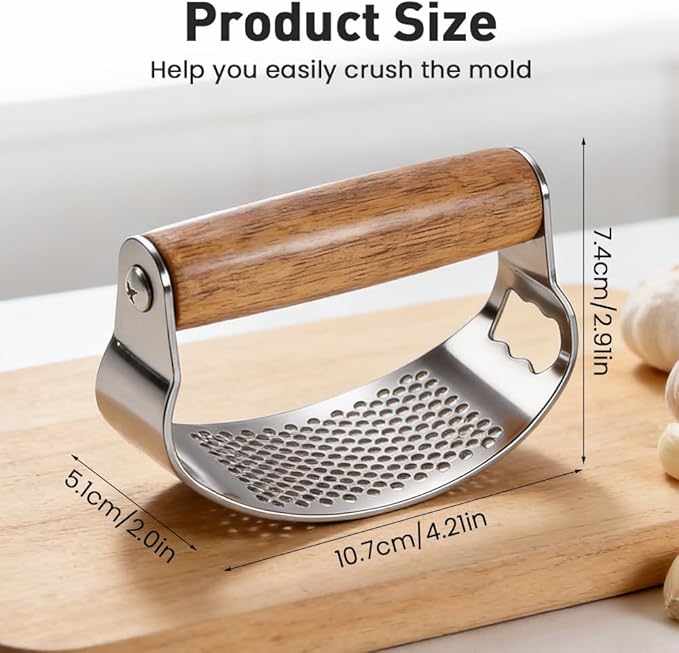 Upgraded Garlic Press Rocker, Manual Garlic Presser with Peeler, Wide Handle Garlic Chopper Grinder for Home Kitchen Gadgets Tools (1PC)