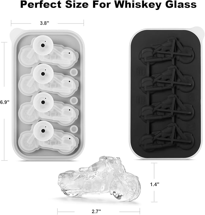 ACOOKEE Novelty Motorcycle Ice Cube Mold, Funny Motorcycle Gifts for Men, Holiday Stocking Stuffers for Men, Large Ice Cube Molds for Whiskey, Bourbon, Cocktails