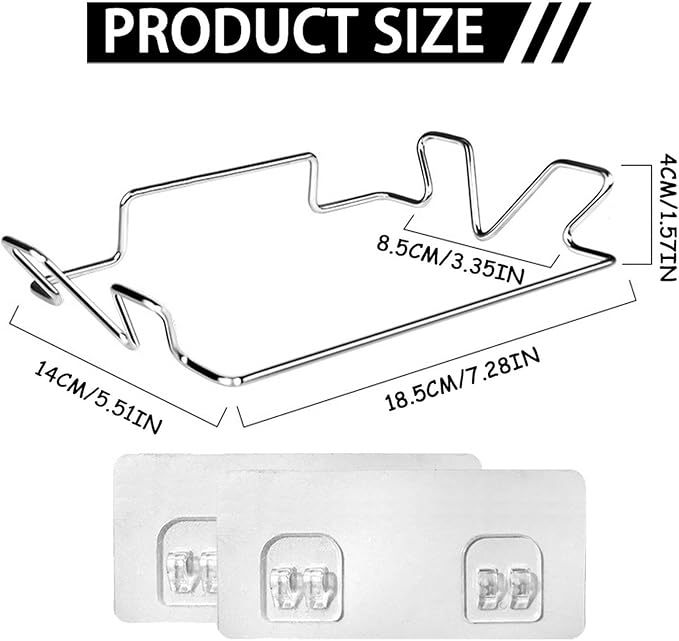Stainless Steel Trash Bag Holder, Hanging Trash Can Rack for Cabinets/Door/Cupboards/Wall, Plastic Bag Holder with 3Pcs Adhesive Wall Sticker, Kitchen Under Sink Dishcloth Rack