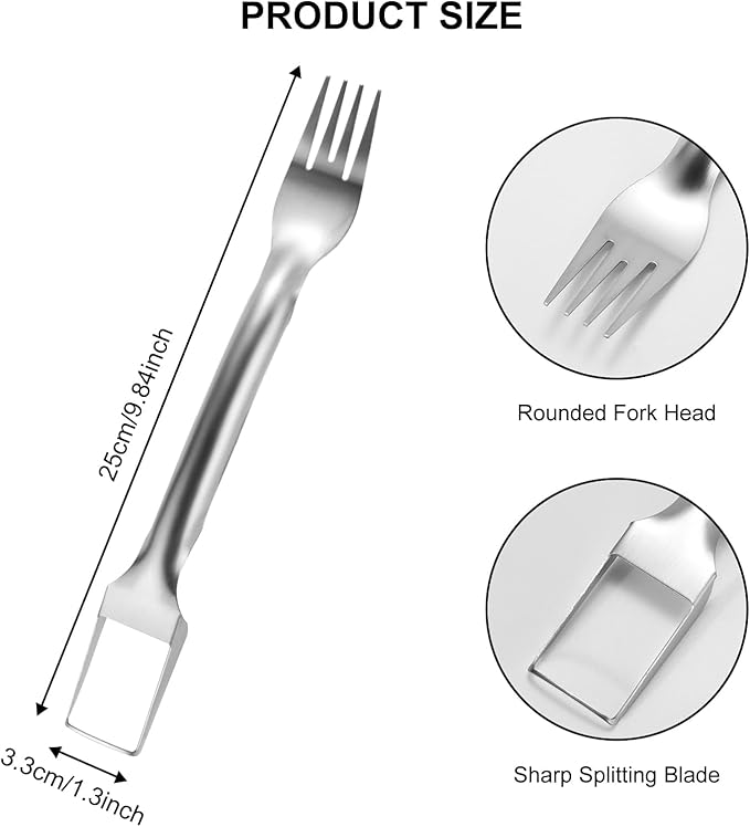 2Pcs Watermelon Fork Slicer Cutter, Stainless Steel 2-in-1 Watermelon Fork Slicer, Portable Tool for Home Party Camping Kitchen Gadget