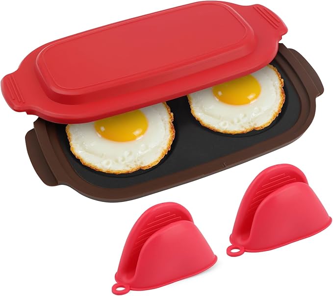 Quick-Heat Microwave Egg Cooker & Poacher, Non-Stick 2 Eggs Maker for Breakfast Sandwiches, Portable Multi-use Egg Fryer for Home,Travel,Gifts, Dishwasher-Safe, Save Time