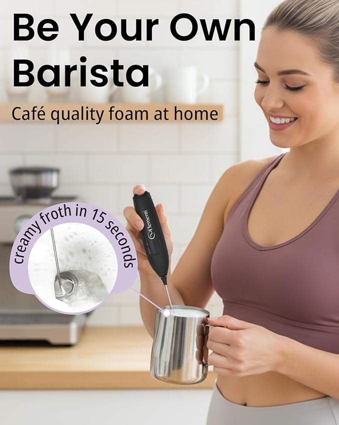 Elementi Powerful Frother Wand – Lightweight Milk Frother & Drink Mixer Handheld, Matcha Whisk for Dreamy Lattes, Powerful Coffee Mixer Wand & Blender Stirrer - Make Creamy Cappuccinos (Electric Blue)