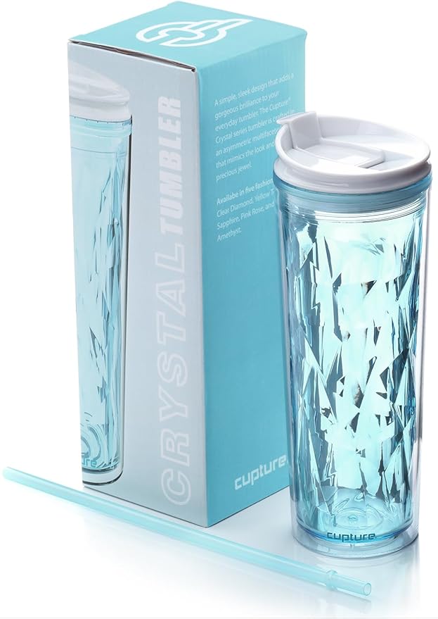 Cupture® Crystal Click & Seal Shake Tumbler Cup for Hot or Cold Drinks - 22 oz (Teal Aquamarine)
