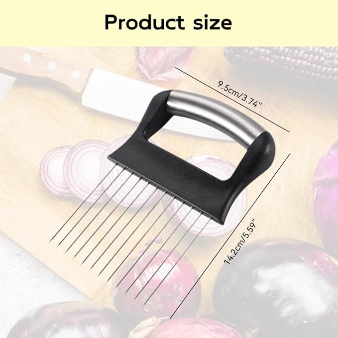 Onion Holder for Slicing, 2025 New Stainless Steel Onion Slice Holder Lemon Slicer Vegetable Cutter, Kitchen Chopper Slicing Assistant Tool for Meat, Onion, Potato, Tomato (A-3PCS)