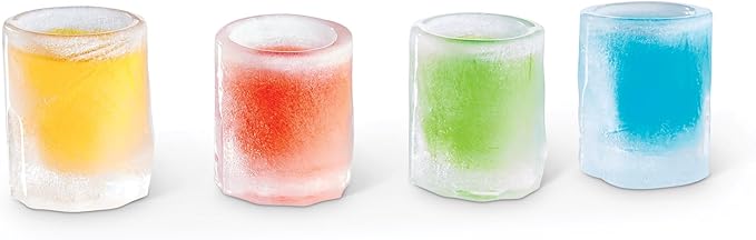 HIC Kitchen Big Shot Silicone Ice Tray, Non-Stick, Makes 4 Ice Shot Glasses