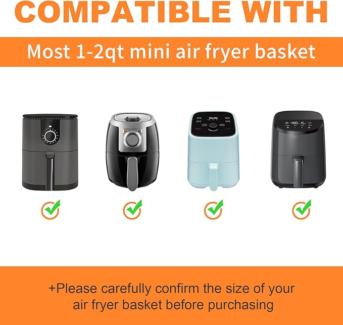 SIUDANGKA Silicone Air Fryer Liners Reusable for 1-2qt Air Fryers, 3 Pack Non-Stick Round Parchment Paper AirFryer Liner Compatible with Ninja Mini, Instant Vortex 2 QT, CHEFMAN Small, COSORI Small