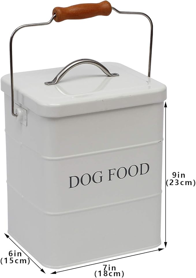 Geyecete Dog Treats tin and dog Food Storage Tin with Lid & with Spoon for dog Food Storage, Medium Pet Food Storage Can-Dog Food