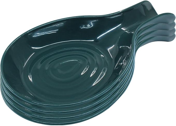 Dark Green Plastic Spoon Rest Set, Serving Spoon holder for Stove Top, Kitchen Utensil Rack for Tongs, Spatulas(4Pcs)