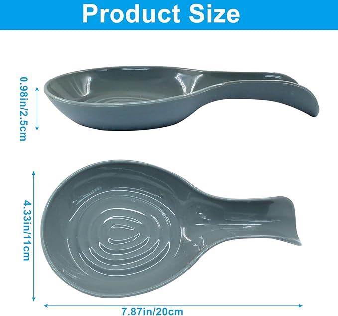 Gray Plastic Spoon Rest Set, Serving Spoon holder for Stove Top, Kitchen Utensil Rack for Tongs, Spatulas(4Pcs)