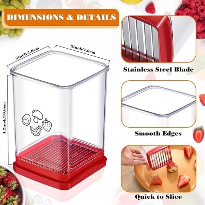 Fruit Slicer Cup Fruit and Vegetable Speed Slicer with Push Plate Cup Slicer Strawberry Cutter Egg Slicer Banana Slicers Grape Cutter Stainless Steel Detachable Fruit and Vegetable Slicer Slicing Tool