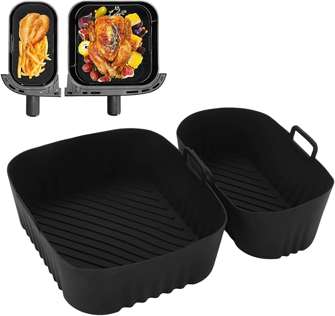 Air Fryer Silicone Liner for Philips Dual Basket Air Fryer 3000 Series 6L/3L,2-Pack Reusable Dual Airfryer Liners Accessories for Philips 9L 2-Drawer NA350/00