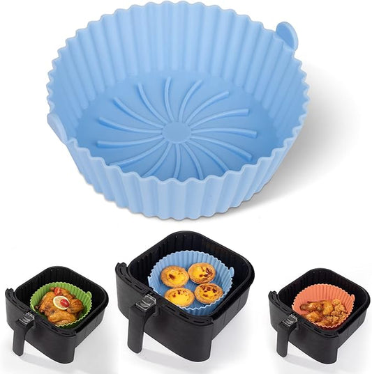Air Fryer Silicone Liners - Reusable Non-stick AirFryer Silicone Pot Liner Compatible with COSORI Air Fryers Basket Accessories (X-Large, Blue)
