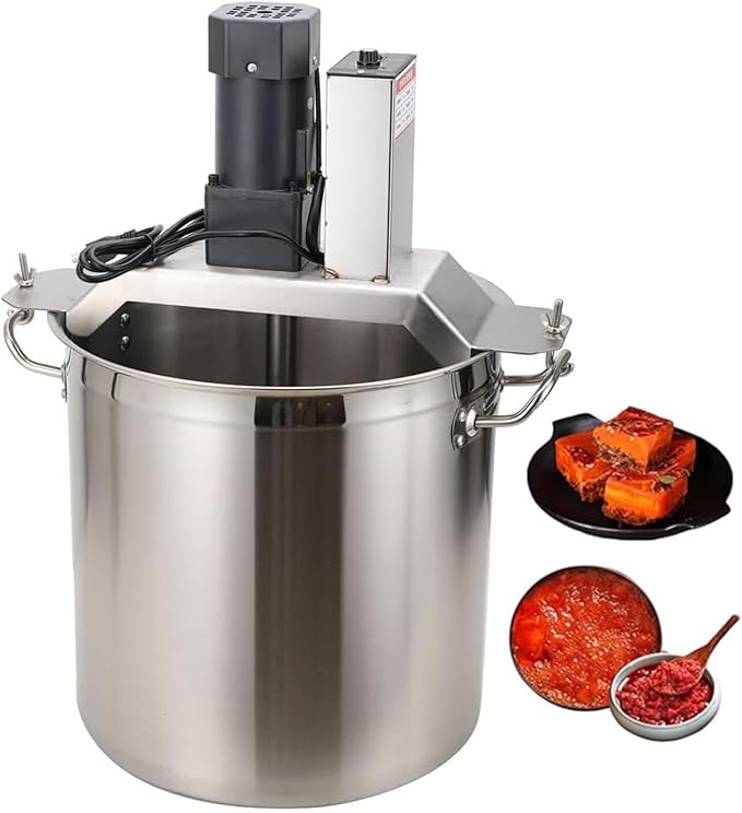 Stainless Steel Automatic Food Mixer 40L/80L, Commercial Mixer & Hot Pot Seasoning Bottom Sauce Stirrer w/ 4-Blade Scraper for Jam, Soup, Filling, Chili Sauce, Garlic Sauce & Porridge