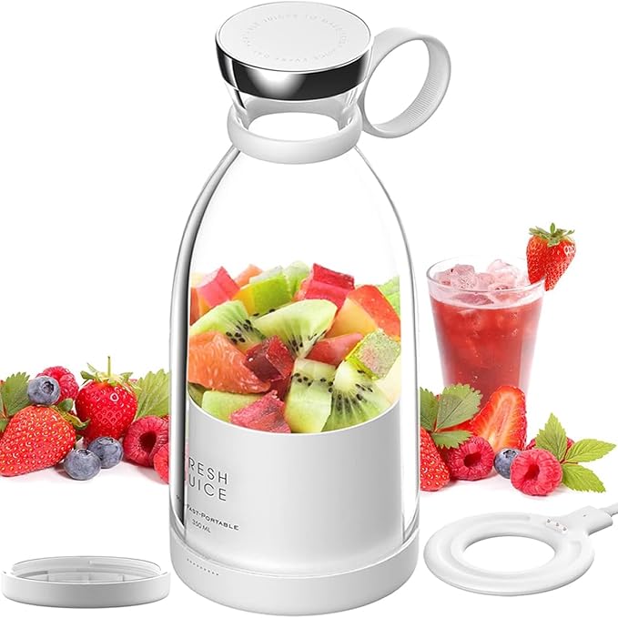 Portable Juicer Blender, 350ml Rechargeable Electric Blender for Fresh Juice, Fruit & Milkshakes, BPA-Free, Easy Clean, Compact Travel Cup for Gym, Office, Home（Pink）