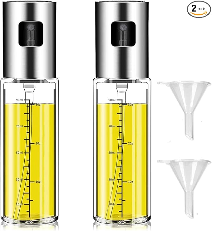 Oil Sprayer Mister, 100ml Glass Bottle with Continuous Spray for Cooking, Salads, BBQ, Baking, Air Fryers, Portion Control Kitchen Dispenser