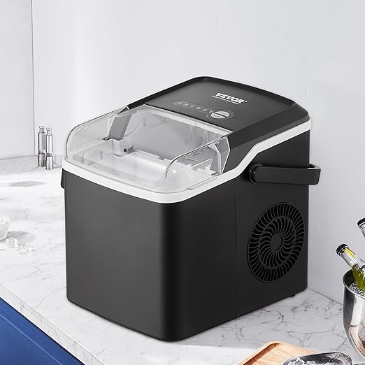 VEVOR Ice Maker Countertop, 26lbs in 24 Hours,9 Cubes Ready in 7 Minutes, Self Cleaning Countertop Ice Maker with Scoop and Basket for Home Kitchen Camping Office