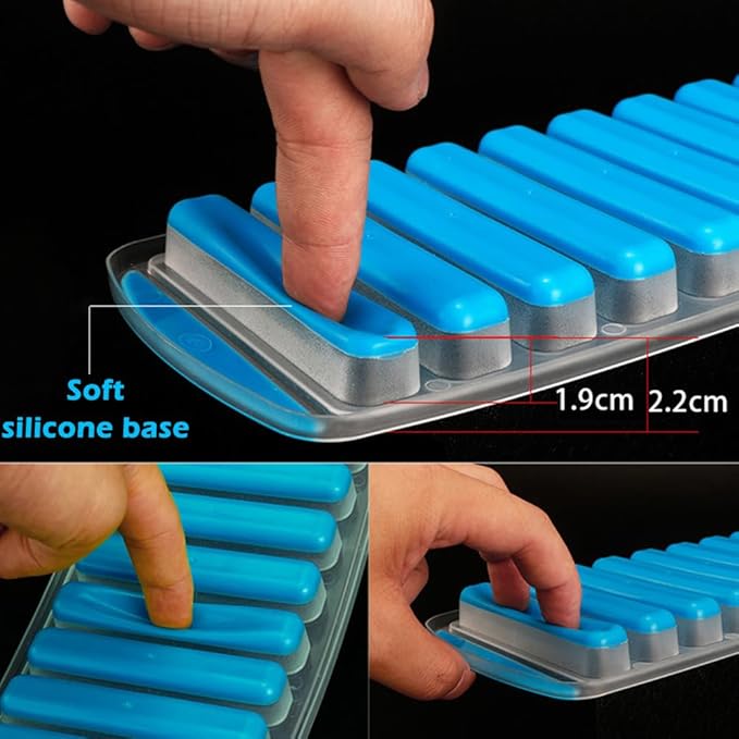 Resusable Silicone and Plastic Water Bottle Ice Mold, Easy-Release Long Ice block Maker for Chilling Whiskey, Cocktails, Coffee, Makes 10 Sticks at Once(Blue)