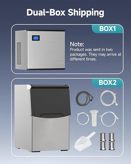 EUHOMY Commercial Ice Maker Machine, 550 lbs/24H Industrial Ice Machine with 300 lbs Storage Bin, SECOP Compressor, ETL Certified Stainless Steel Ice Maker for Bar, Cafe & Restaurant