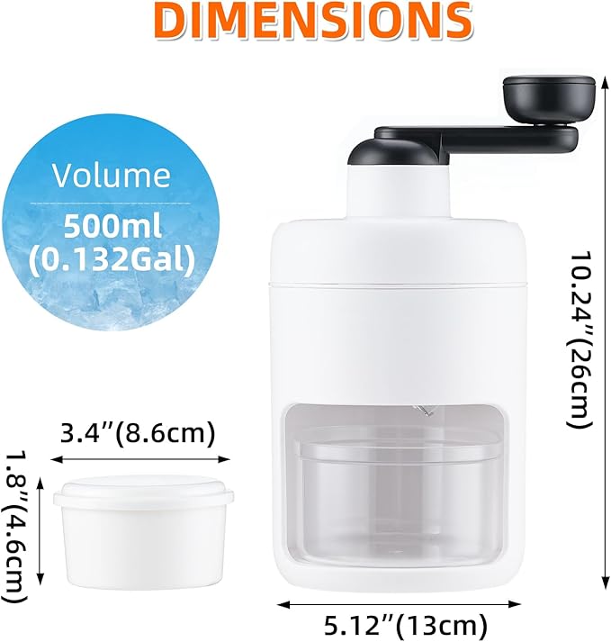 Ice Shaver and Snow Cone Machine - Premium Portable Ice Crusher and Shaved Ice Machine With Free Ice Mold Cups-BPA Free