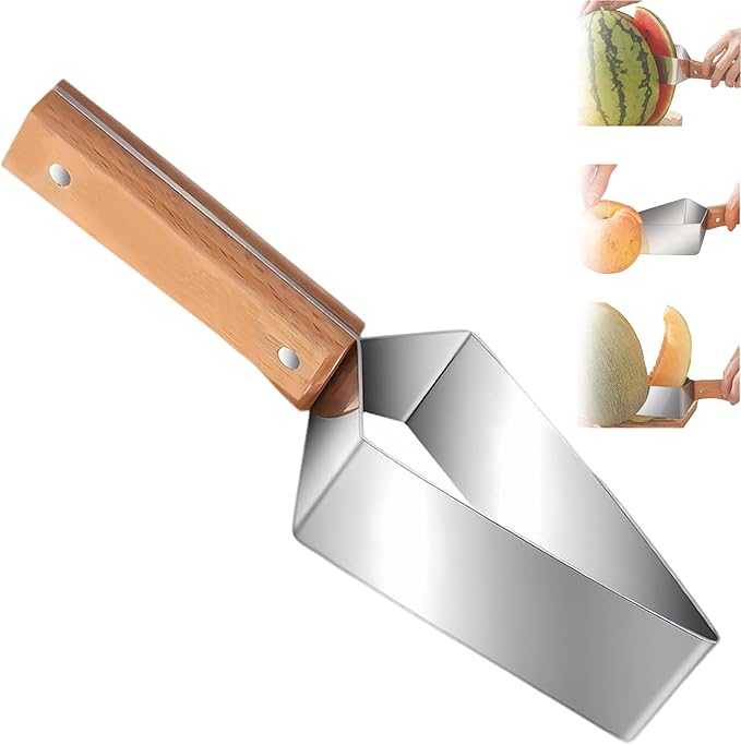 Watermelon Cutter Slicer Tool, Watermelon Slicer Stainless Steel with Wooden Handle for A Wide Variety Watermelon, Cantaloupe, Honeydew, Apples, and More (1Pc)