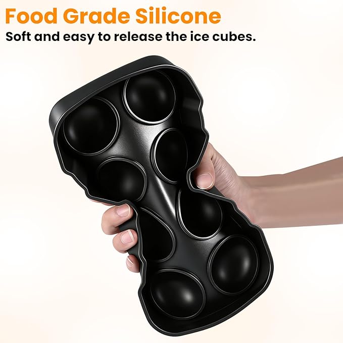 Ice Ball Maker Mold with Funnel, Round Ice Cube Tray for Freezer, Silicone Sphere Ice Mold Big Circle Ice Cube Mold, Easy Release Ice Tray for Home Bar Whiskey, Cocktails & Bourbon
