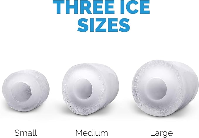 NewAir 50 lb. Countertop Ice Maker | Portable Bullet Ice Machine | 12 Cubes in 7 Minutes, 3 Ice Sizes | Stainless Steel, Self-Cleaning, BPA-Free