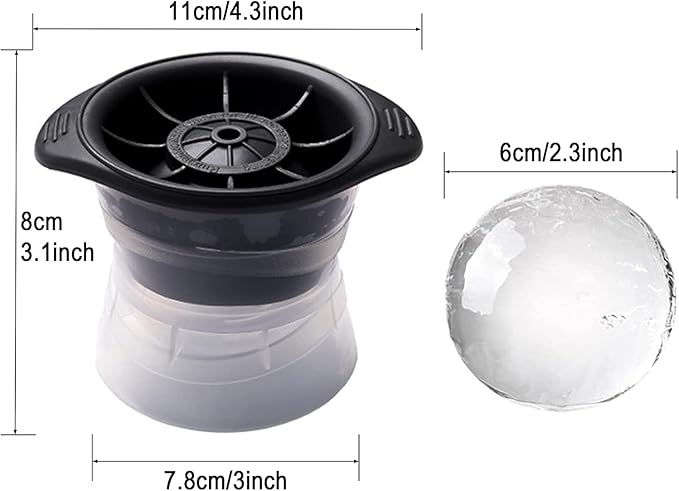 2.5 inch Large Globe Ice Cube Mold,2pcs Sphere Ice Cube Mold,Ice Ball Mold - Great for Whiskey and Scotch