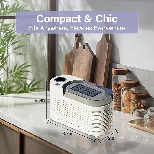YUEWO Portable Countertop Mini Ice Maker - Ice Machine for Home, Office, Camping, Car | 10-15 Mins Fast Ice Making, 8 Cubes/Batch, 16.9oz Capacity, Ultra-Quiet 48dB, Food-Grade Safe (White)