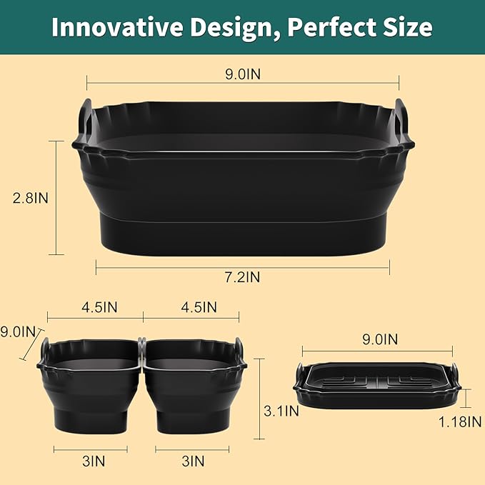 Collapsible 9 Inch Air Fryer Silicone Liners for Ninja AF141 AF142 AF181 5QT-6.5QT Air Fryer, 3 Pack Reusable Silicone Pot Baking Accessories for Cosori 6QT, Instant, Chefman 5-8QT AirFryer