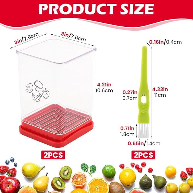 2Pcs Stainless Steel Cup Fruit Slicer – Egg, Strawberry & Banana Cutter with Detachable Push Plate Brushes | Vegetable Salad Prep Tool for Kitchen, Fast Effortless Slicing