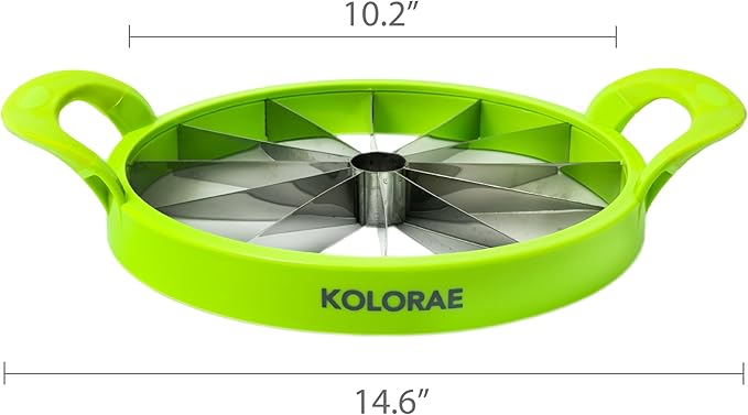 KOLORAE Extra Large Watermelon Slicer, Stainless Steel Cutter with Durable Easy Grip Handles, Round Divider to Easily Cut Fruits, Slices Melons up to 10in.