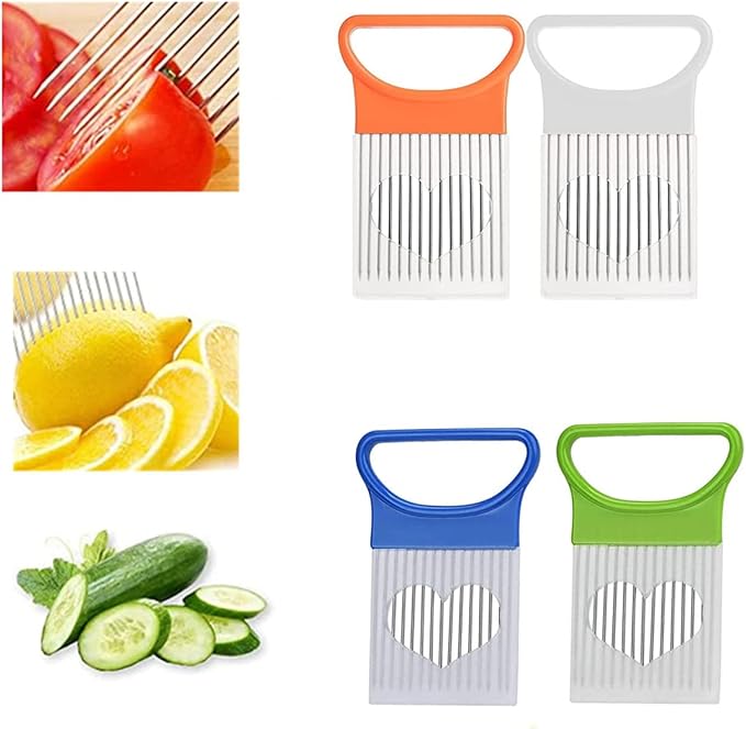 Onion Slicer, 4PCS Stainless Steel Prongs Kitchen Slicer, Onion Holder for Slicing, Kitchen Cutting Tool Slicer for Kitchen