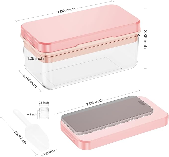 Ice Cube Tray with Lid and Bin, 28 pcs Ice Cubes Molds, Ice Trays for Freezer, Ice Cube Tray Mold, with 1 tray, Ice Freezer Container, Spill-Resistant Removable Lid & Ice Scoop, for Whiskey,Cocktail