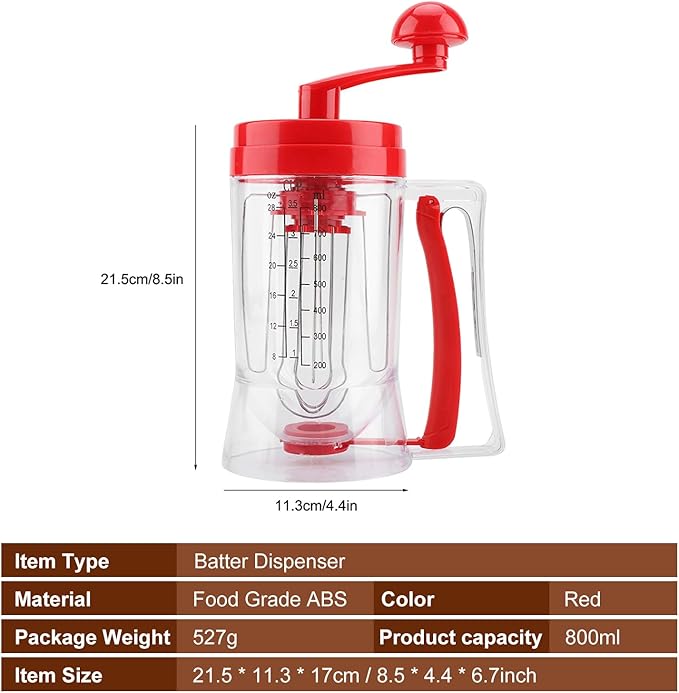 Pancake Batter Dispenser Hand Held Manual Pancake Dispenser for Batter, Cupcake Blender Machine Baking Tool for Cakes Waffles Batters