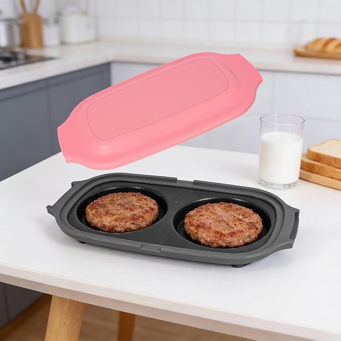Microwave Egg Cooker, Quick-Heat Poacher Fryer with Lid, for Breakfast Sandwiches Dishwasher Safe Portable Multi-Use Egg Cooker Easy to Use and Clean (pink)